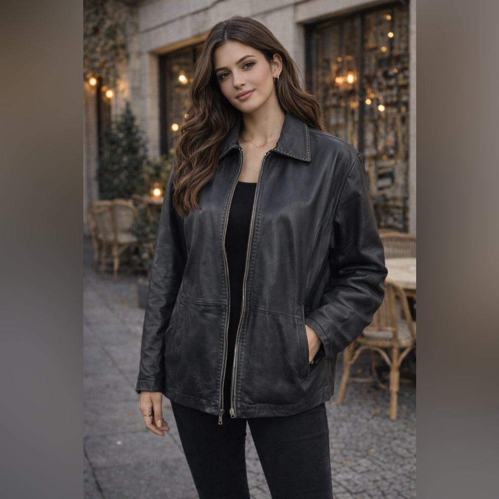 Essentials Charcoal Leather Jacket
